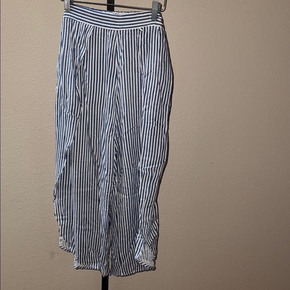 NWT Goa Beachwear by Japna Striped Blue Swim Coverup Viscose Pants Women’s Sz L